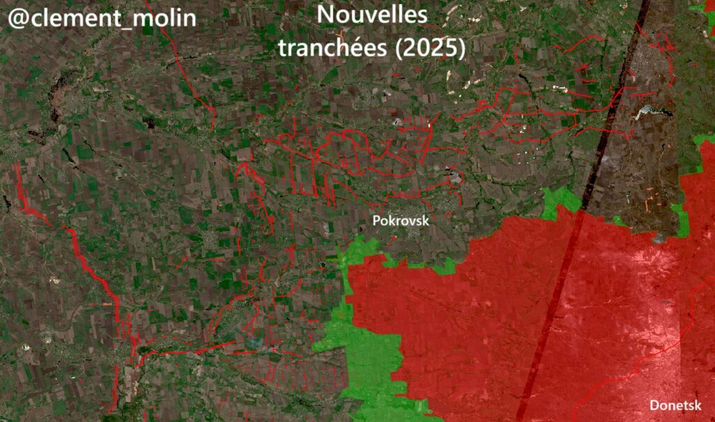 Dans l’est de l’Ukraine 🇺🇦, des centaines de kilomètres de fortifications sont érigées pour empêcher/ralentir/détourner la progression russe
